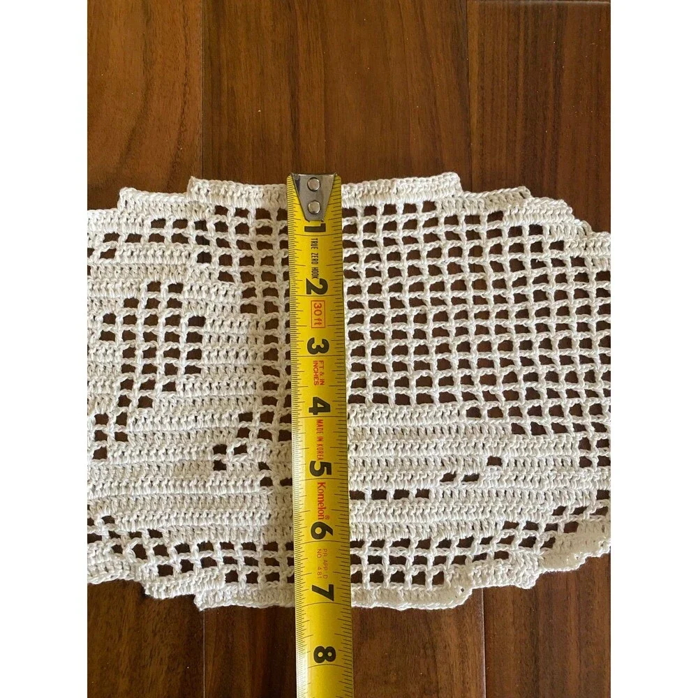 VTG Handmade Crochet Swan Filet Doily White MINT